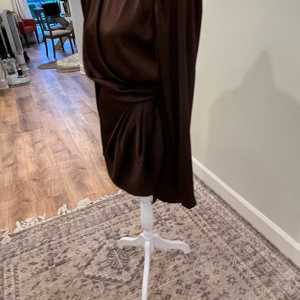 Ronny Kobo - Elegant Brown Draped Dress - never been worn -  size: small - Picture 7 of 10